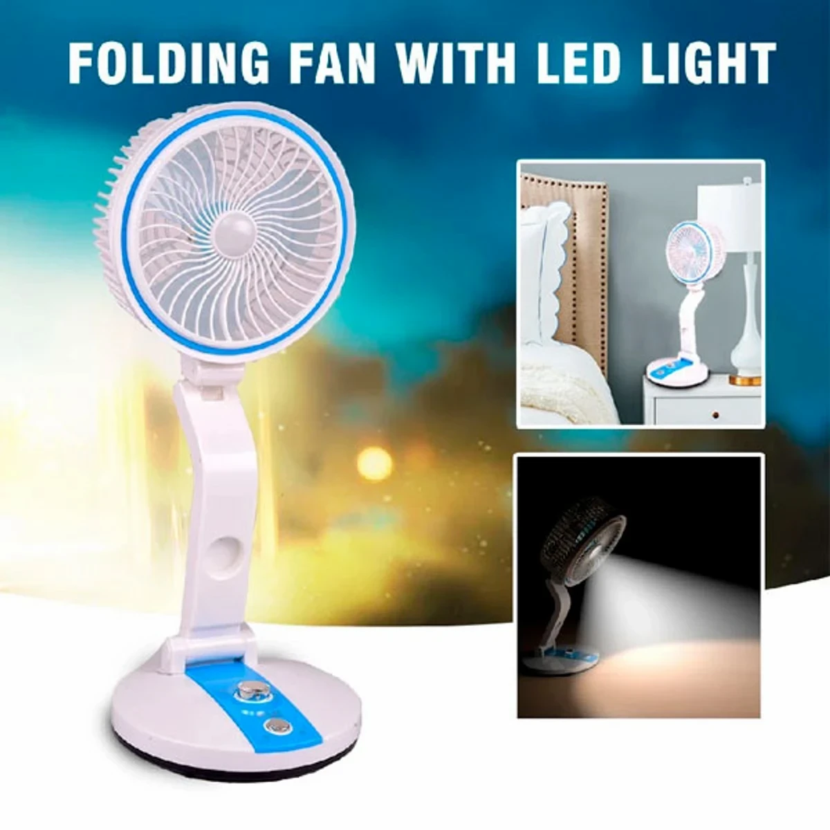 RECHARGEABLE & FOLDABLE FAN WITH LIGHT - Image 3